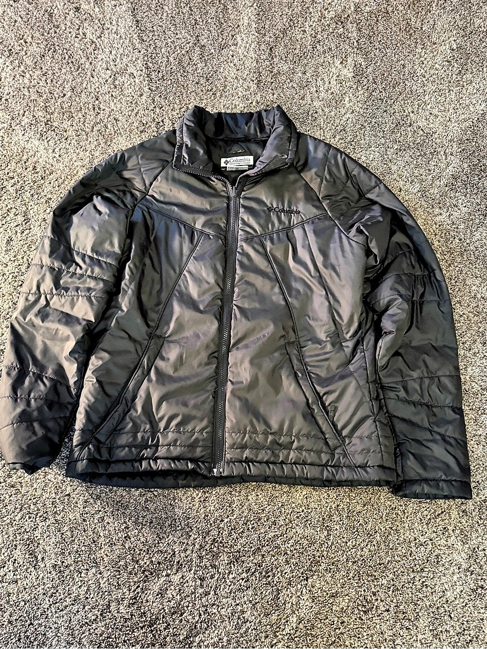 Columbia Women’s Omni-Heat Insulated Puffer Jacket Black Full Zip Winter Coat L